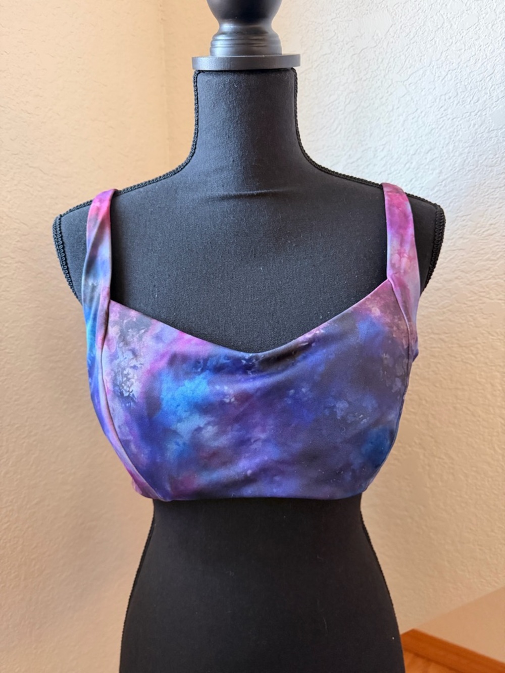 Athleta Longline Sports Bra Bikini Top 38B/C Tie Dye Medium Support Swim Yoga